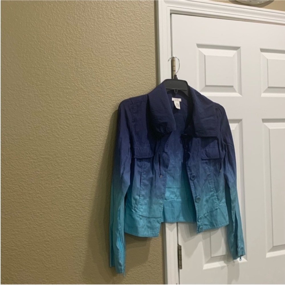 Cache Ombre Blue  cotton silk Jacket size 6 - Picture 2 of 6